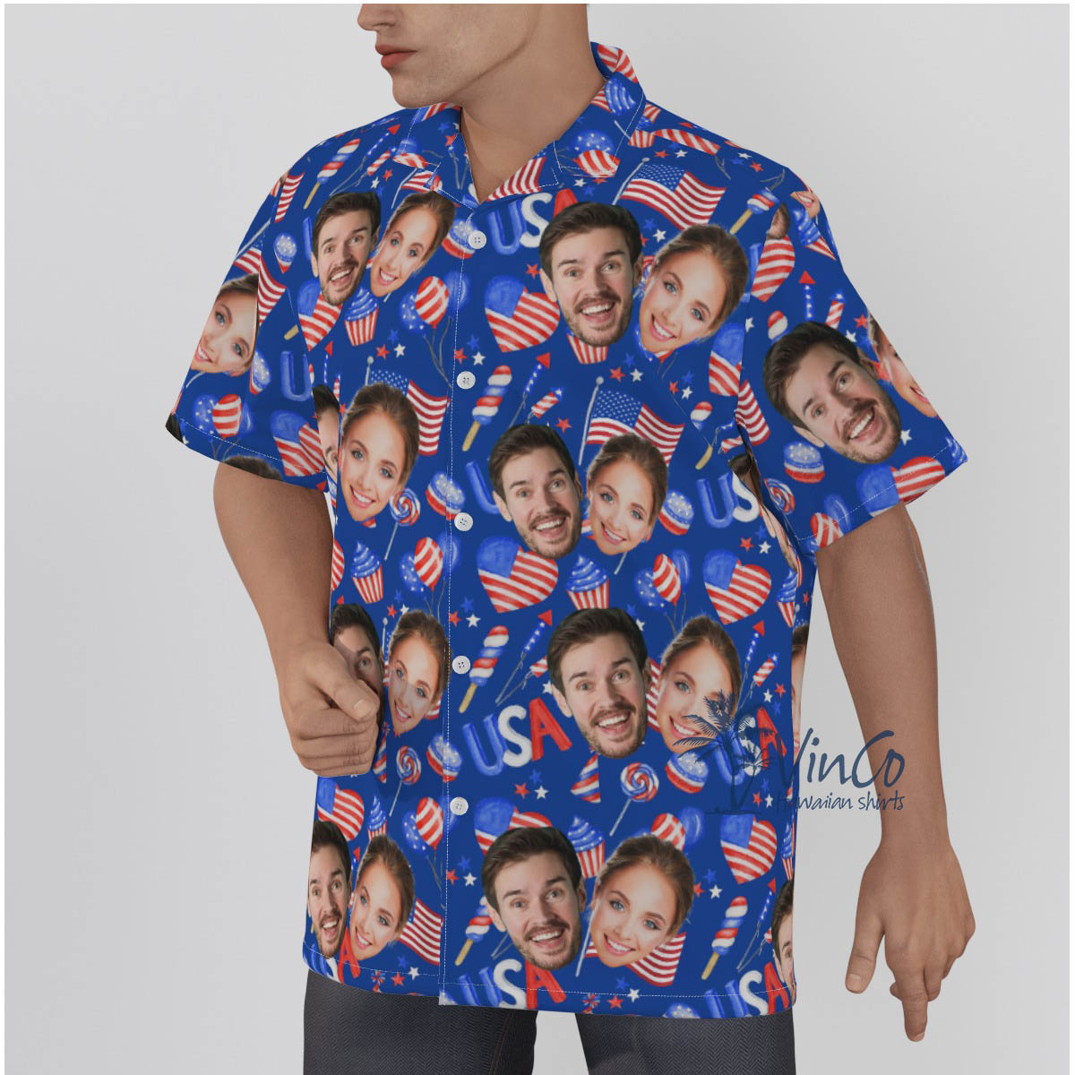 4th Of July USA Custom Multiple Faces Hawaiian Shirt