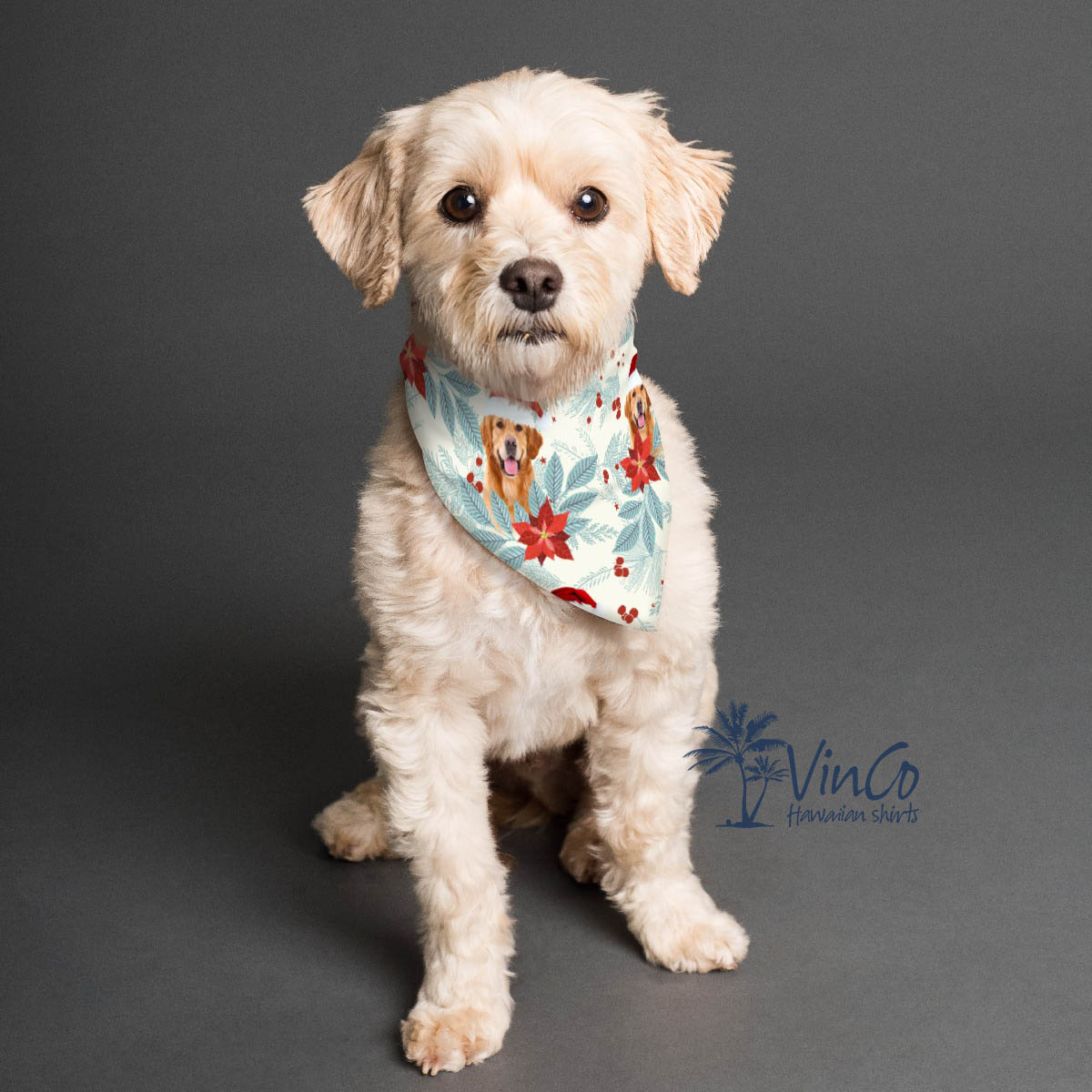Funny Custom Face Christmas Scarf For Dog Pet