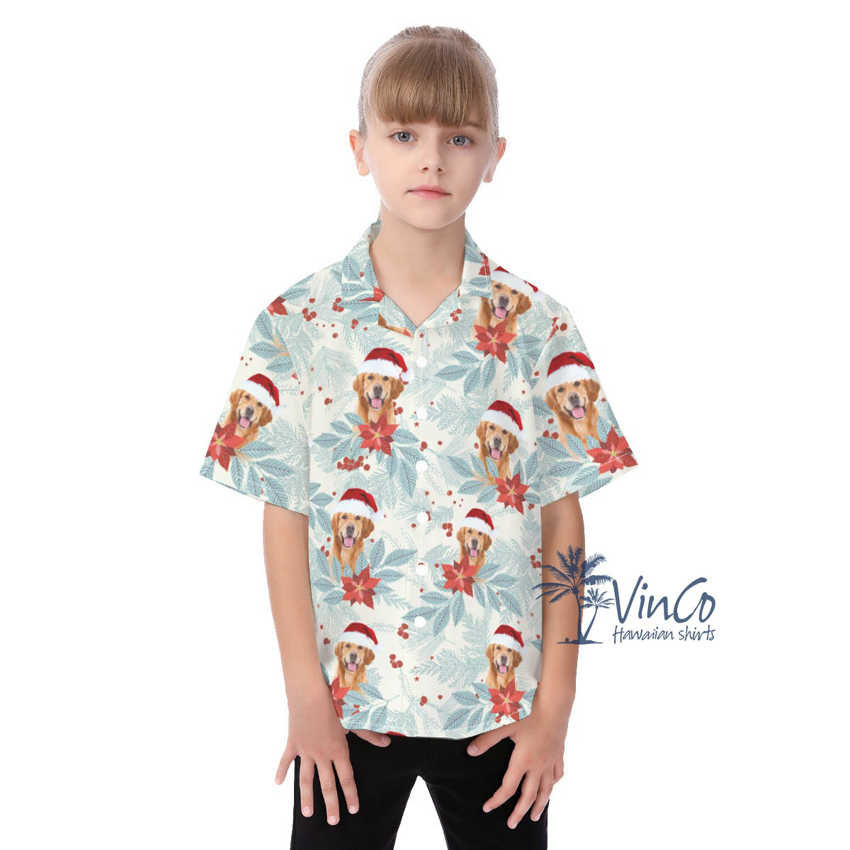 Custom Dog Face Christmas Hawaiian Shirt For Women - variant image 1