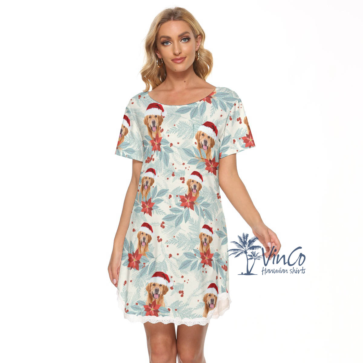 Custom Christmas Tropical Dress With Dog Face For Holiday - variant image 1