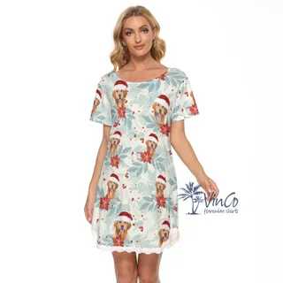 Custom Christmas Tropical Dress With Dog Face For Holiday