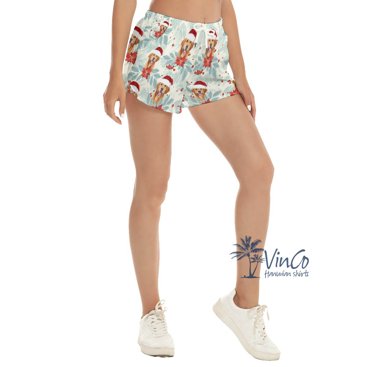 Custom Dog Face Christmas Shorts For Women - variant image 1