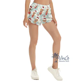 Custom Dog Face Christmas Shorts For Women