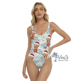 Custom Dog Face Christmas Swimsuit For Women