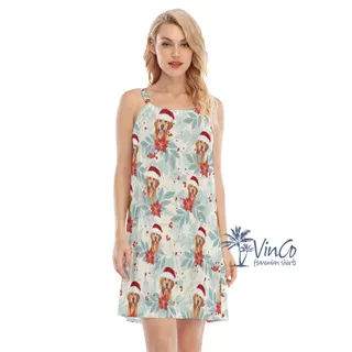 Custom Christmas Dress With Dog Face For Women