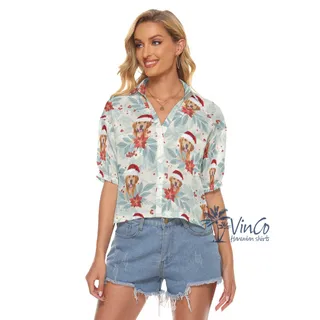 Custom Christmas Hawaiian Cropped Shirt For Women