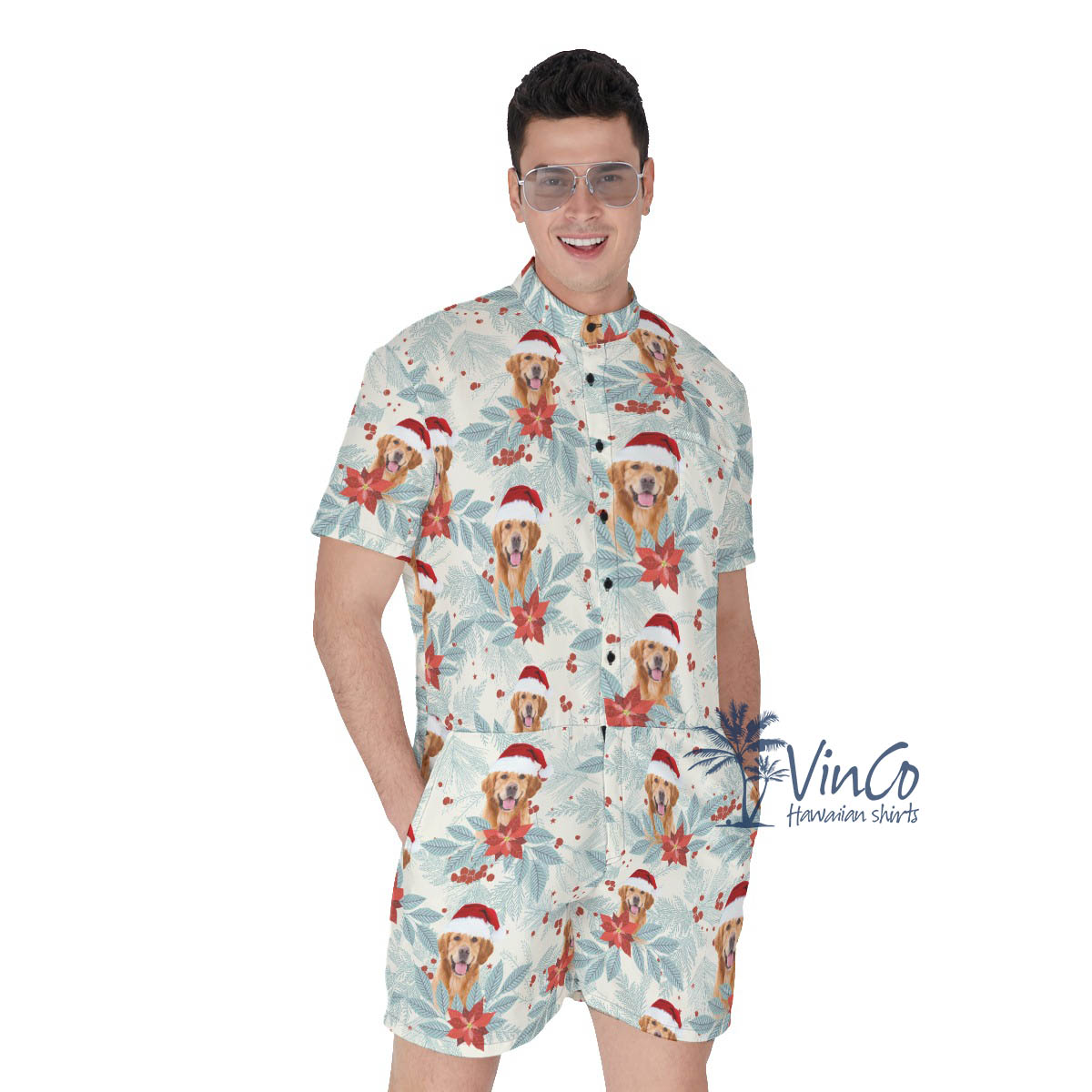 Custom Christmas Tropical Romper For Men - variant image 1