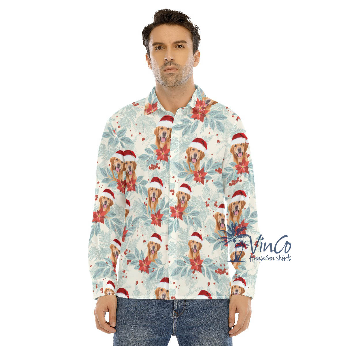 Custom Christmas Long Sleeve Hawaiian Shirt For Men - variant image 1