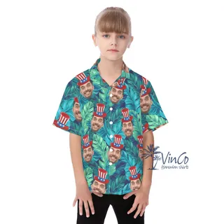 American Independent Custom Face Aloha Shirt For Kids