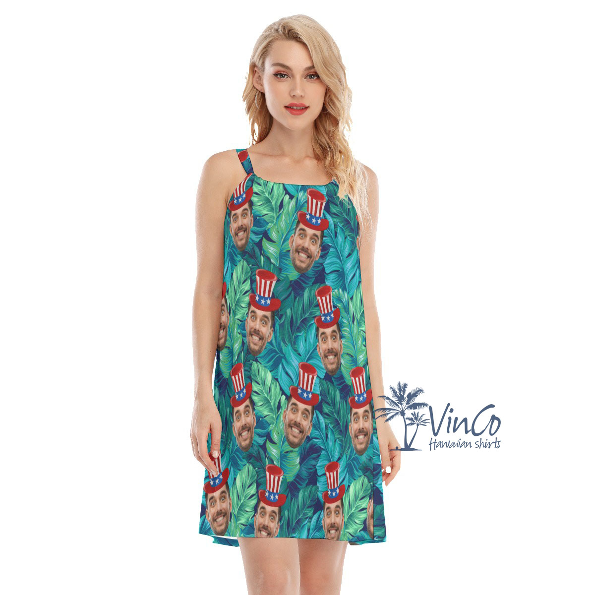 American Independent Custom Tropical Cami Dress With Multiple Faces - variant image 1