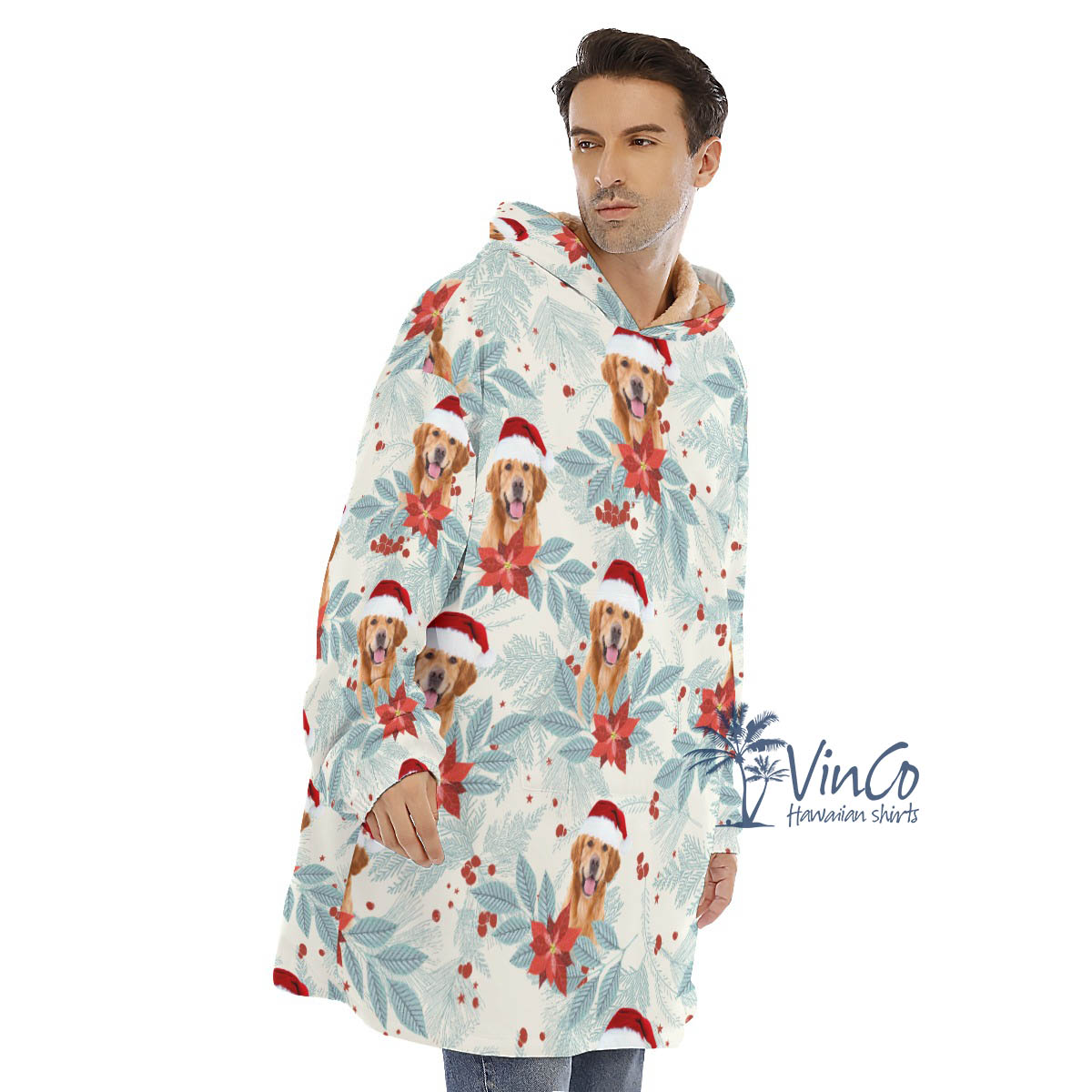 Custom Face Christmas Blanket Hoodie For Men