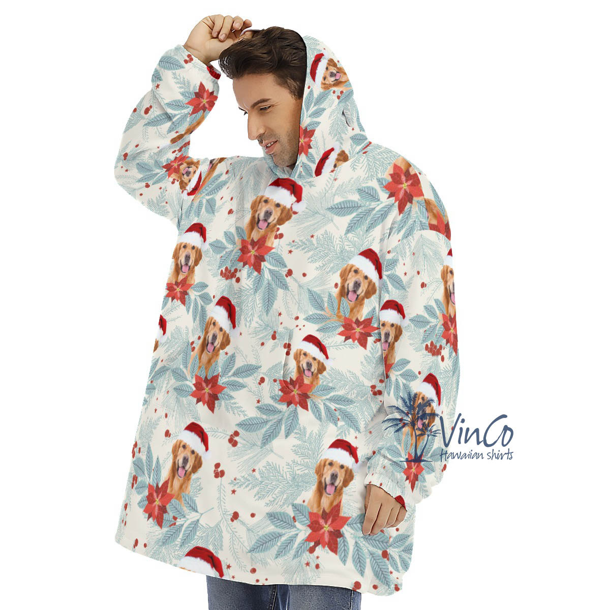Custom Face Christmas Blanket Hoodie For Men
