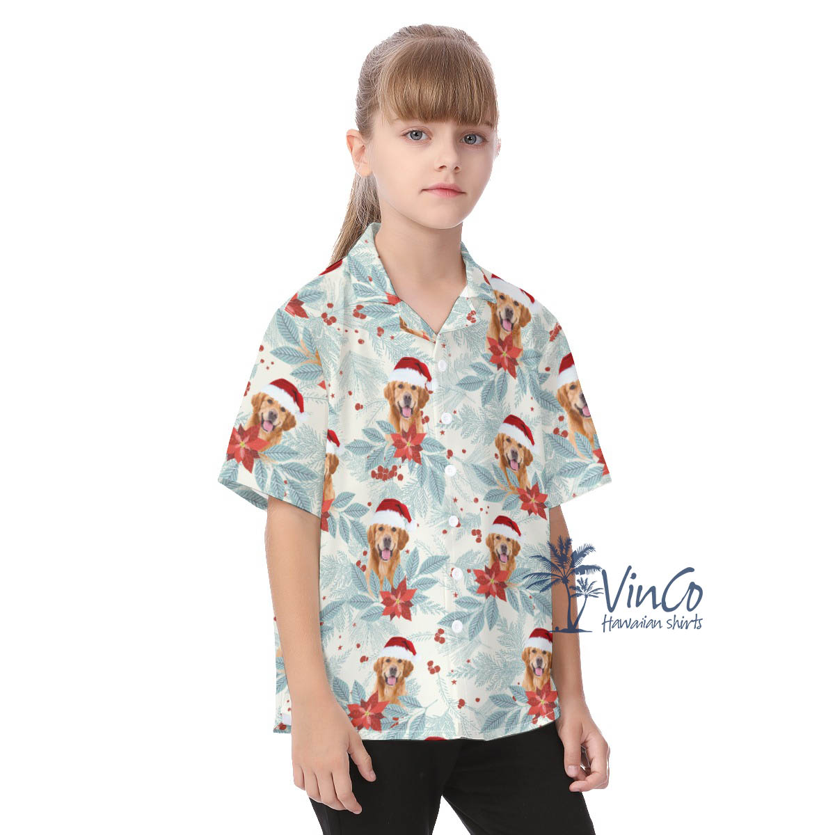 Custom Dog Face Christmas Hawaiian Shirt For Women