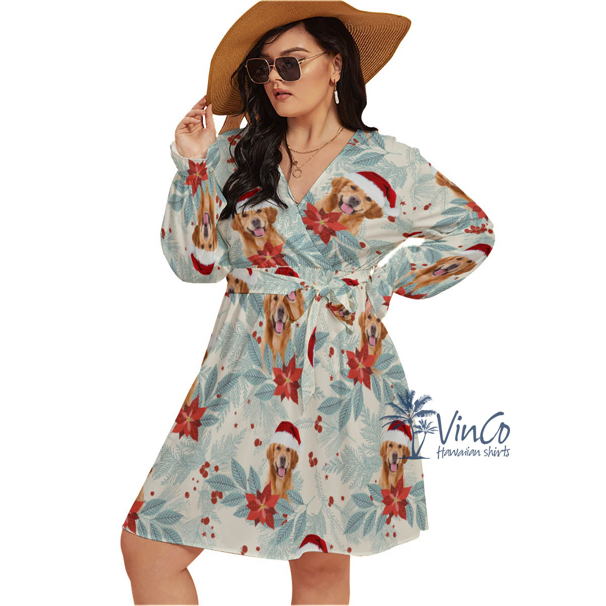 Custom Face Plus Size Christmas Dress For Women
