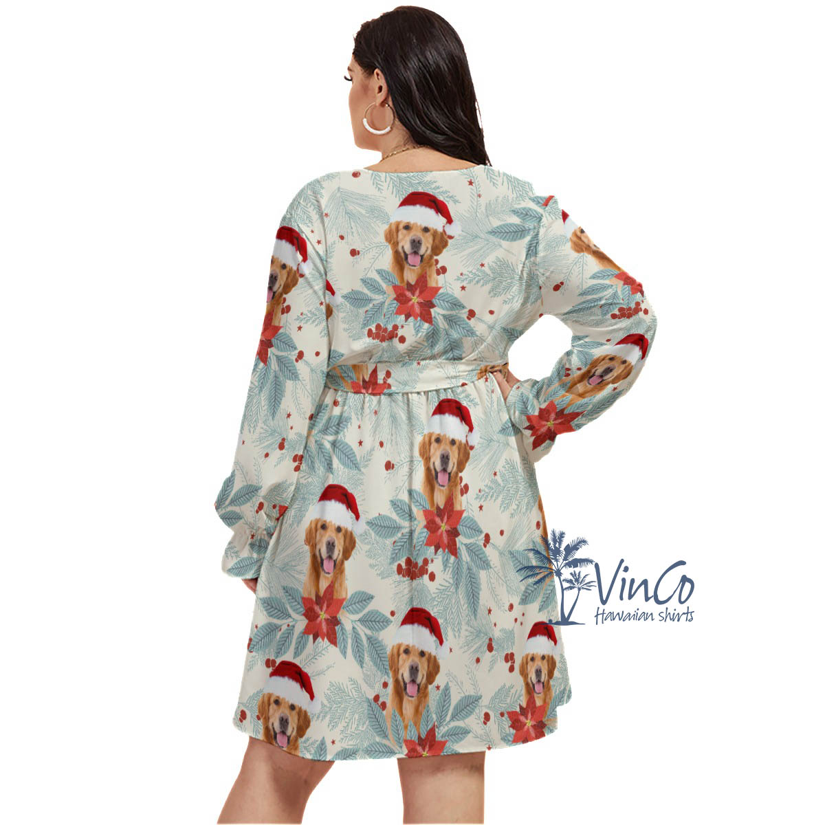Custom Face Plus Size Christmas Dress For Women