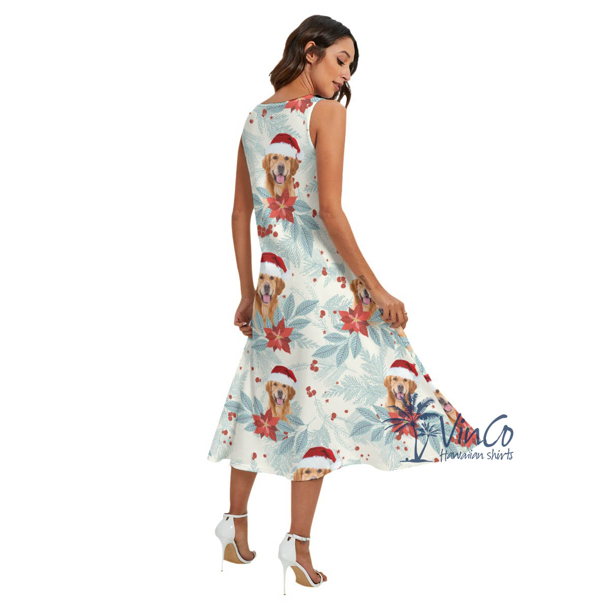 Custom Dog Christmas Hawaiian Dress With Pockets