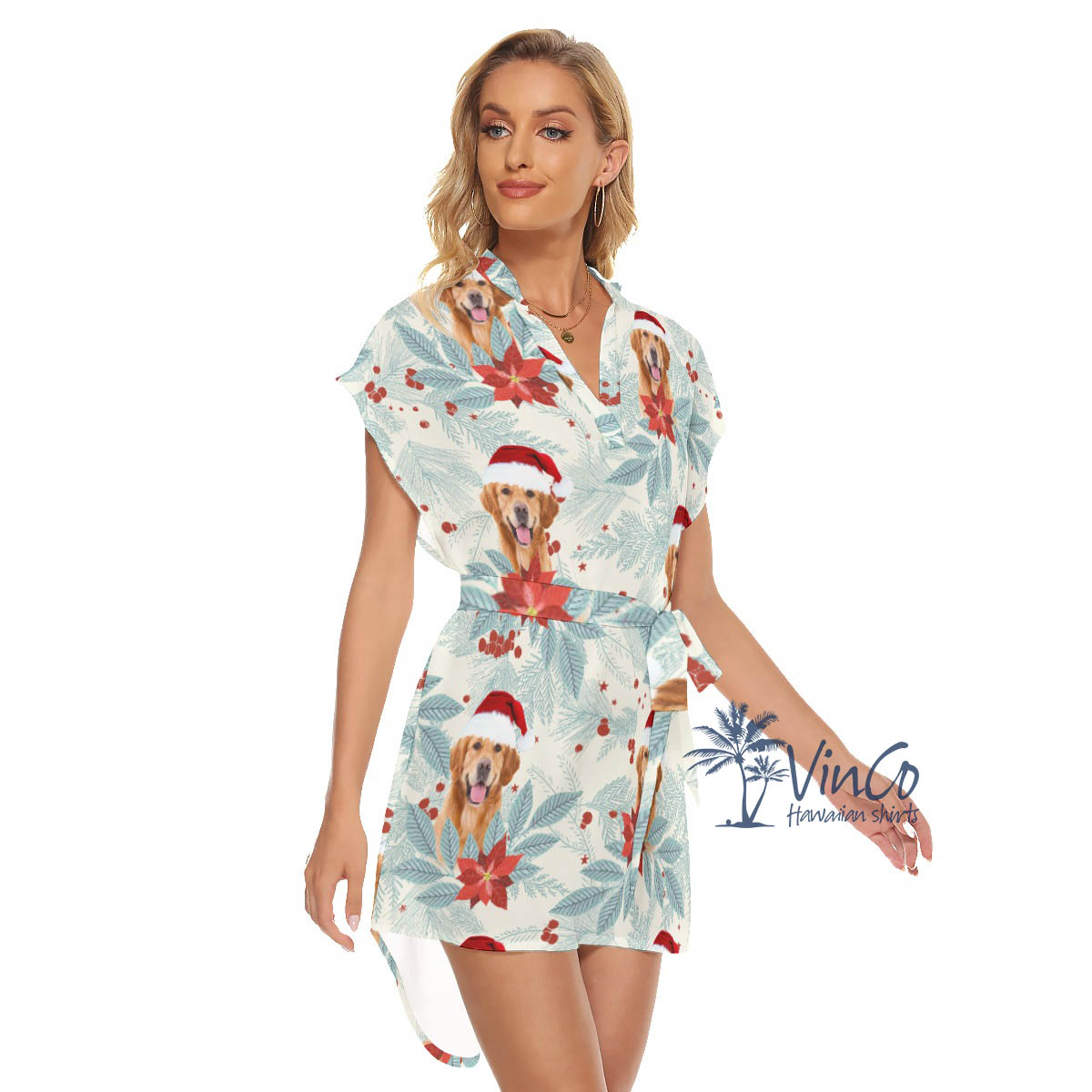 Personalized Dog Face Christmas Dress For Women