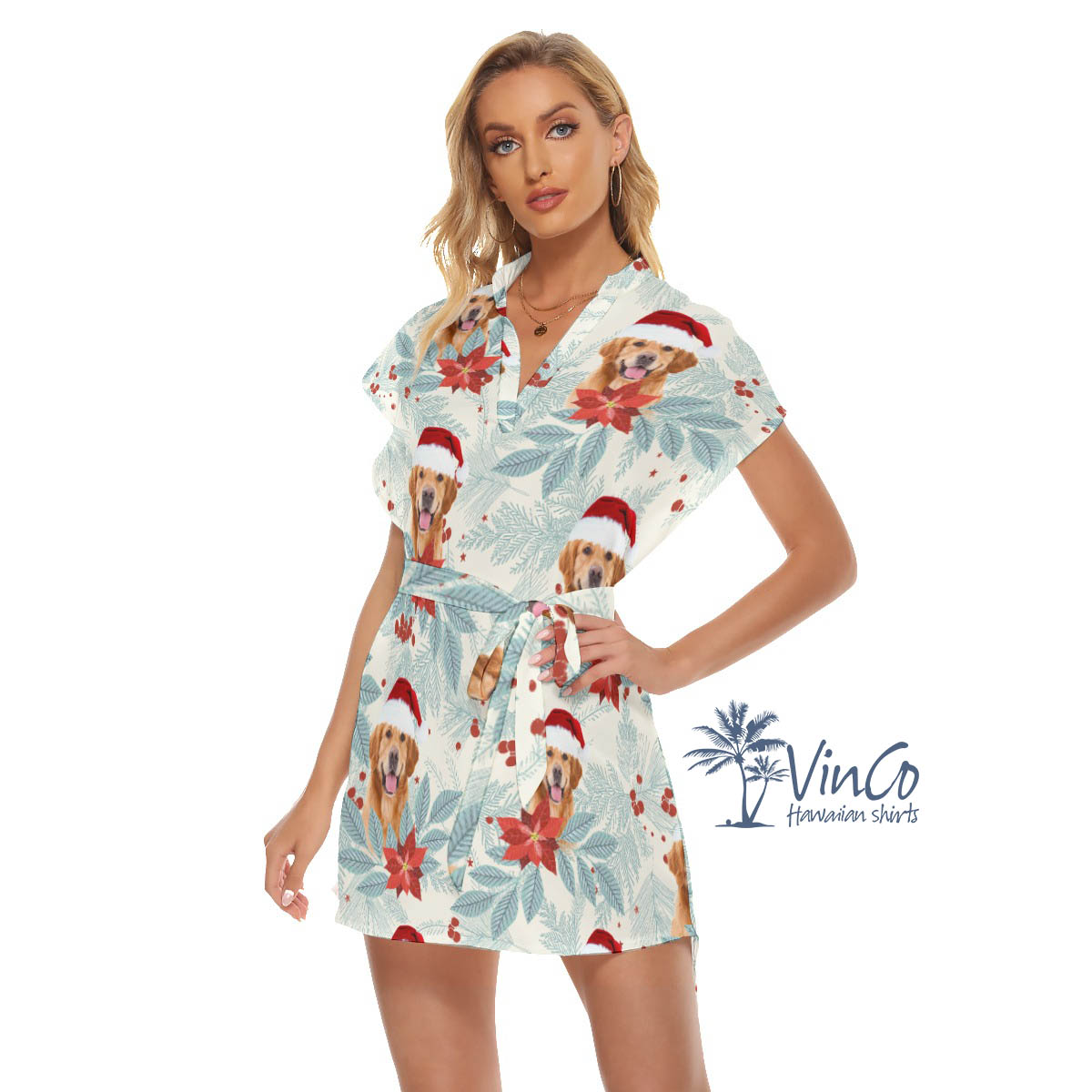 Personalized Dog Face Christmas Dress For Women