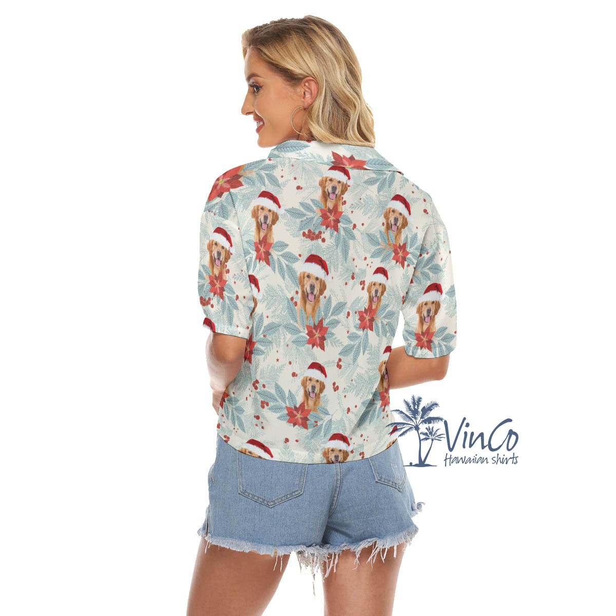 Custom Christmas Hawaiian Cropped Shirt For Women