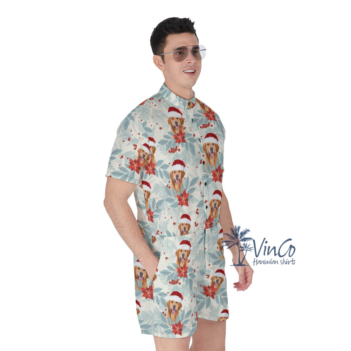 Custom Christmas Tropical Romper For Men