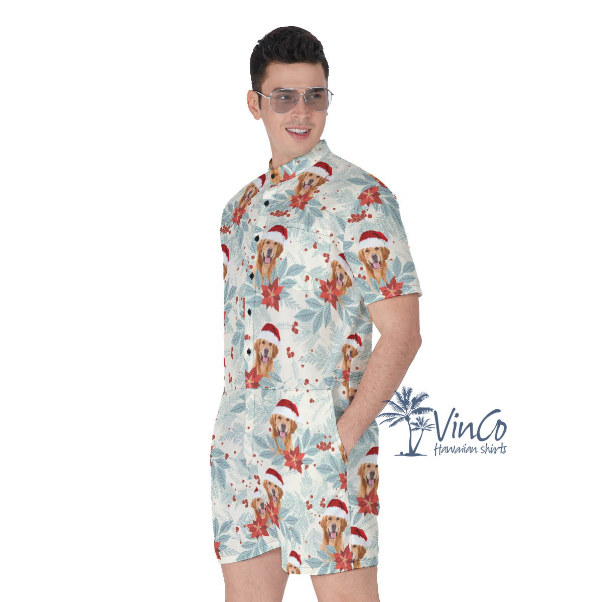 Custom Christmas Tropical Romper For Men