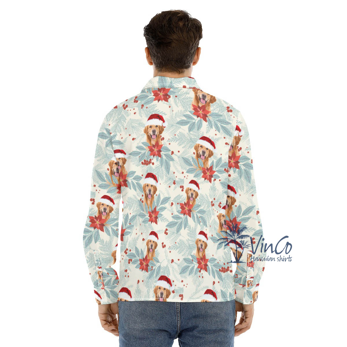 Custom Christmas Long Sleeve Hawaiian Shirt For Men