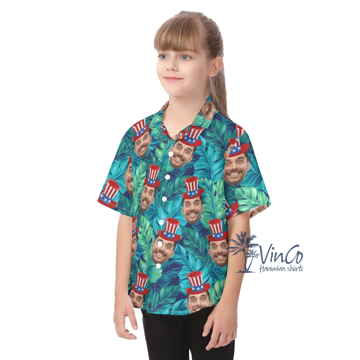American Independent Custom Face Aloha Shirt For Kids