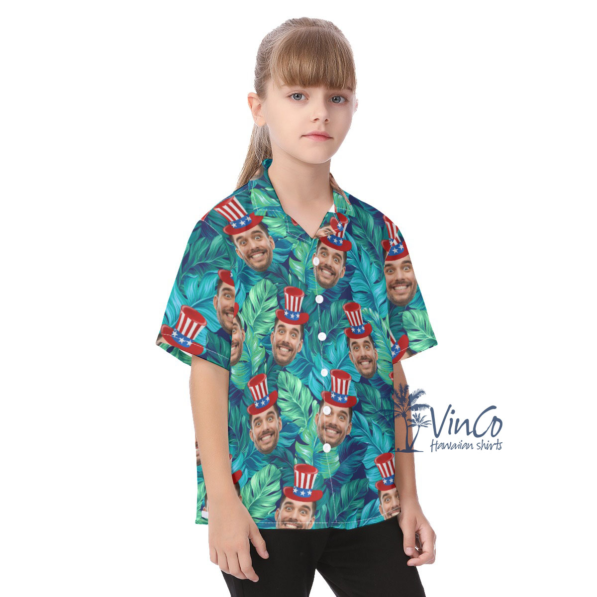 American Independent Custom Face Aloha Shirt For Kids