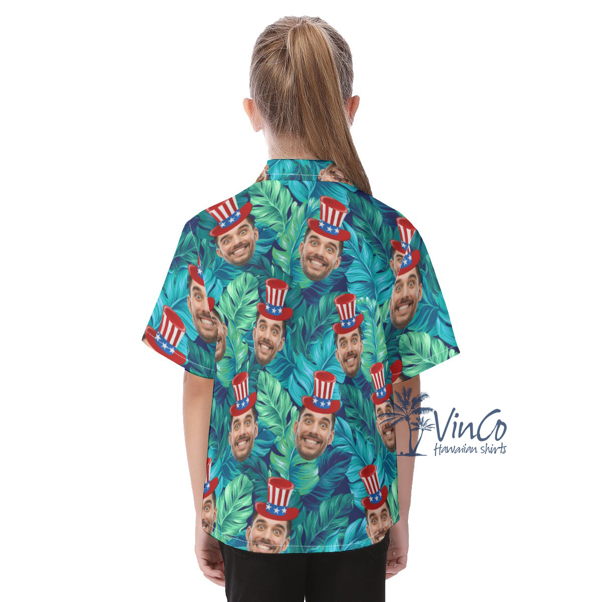 American Independent Custom Face Aloha Shirt For Kids