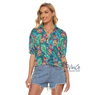 Cool 4th Of July Custom Face Tropical Crop Top For Women