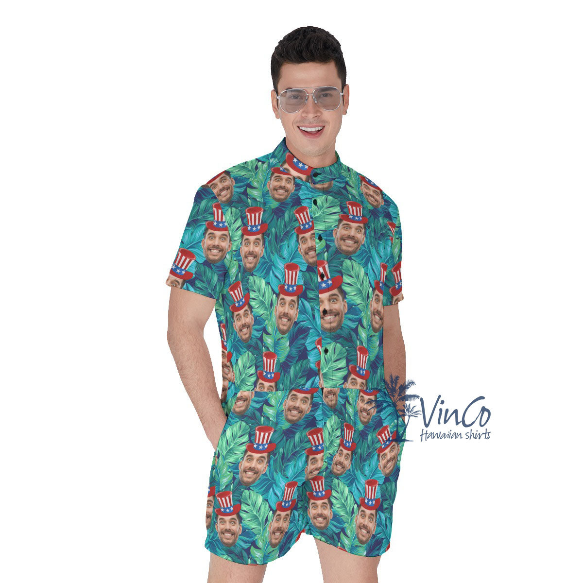 Funny Custom Patriotic Men's Romper With Face - variant image 1
