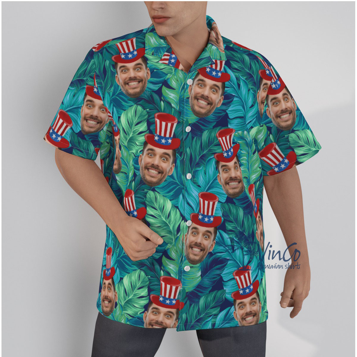 Custom Face With Hats Hawaiian Shirt For Men - variant image 1