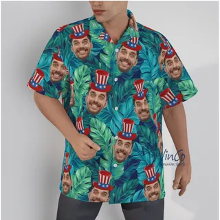 Custom Face With Hats Hawaiian Shirt For Men