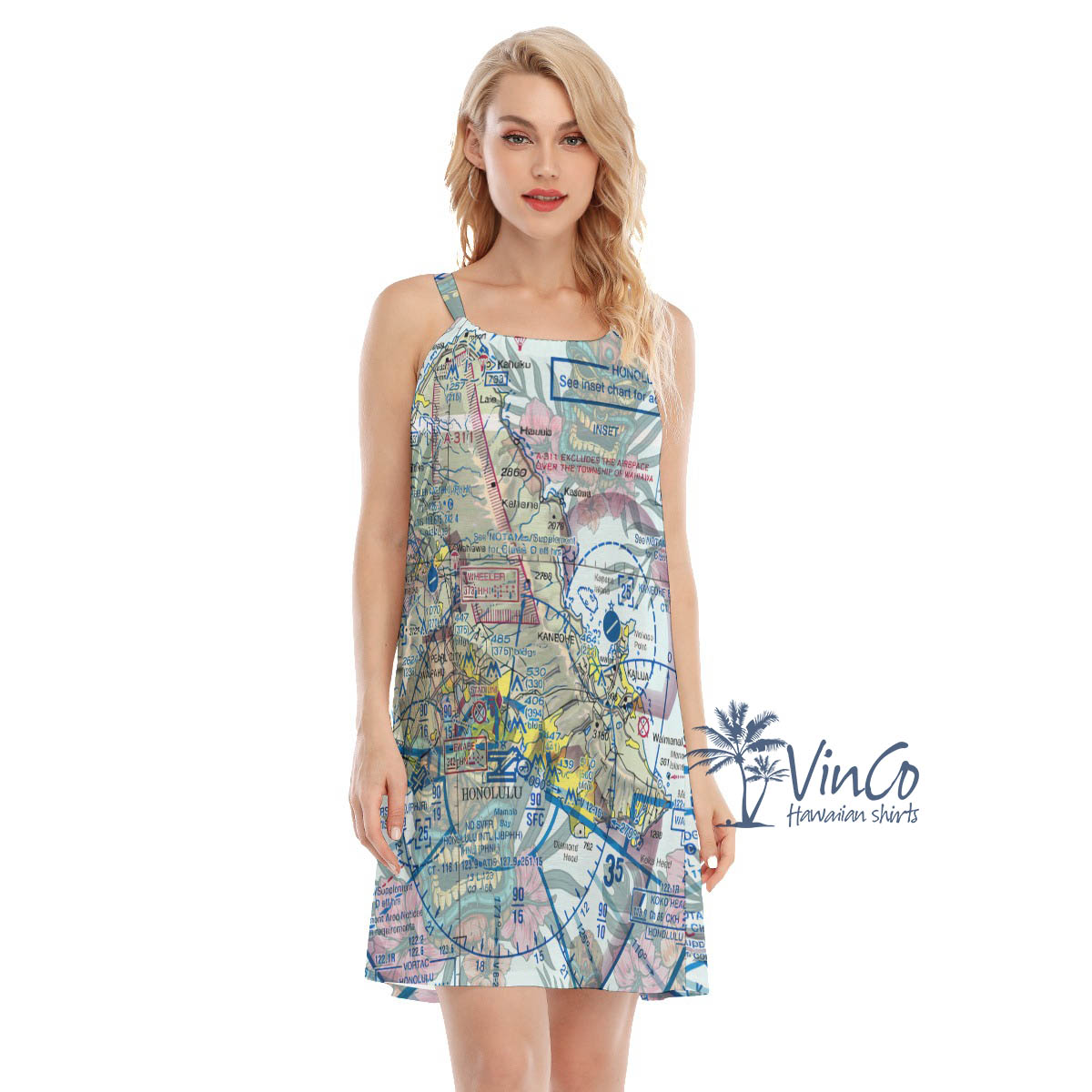 Hawaiian Island Maps Luau Dress For Women - variant image 1