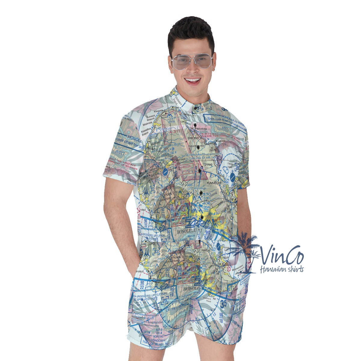 Tiki Island Map Hawaiian Romper For Men - variant image 1