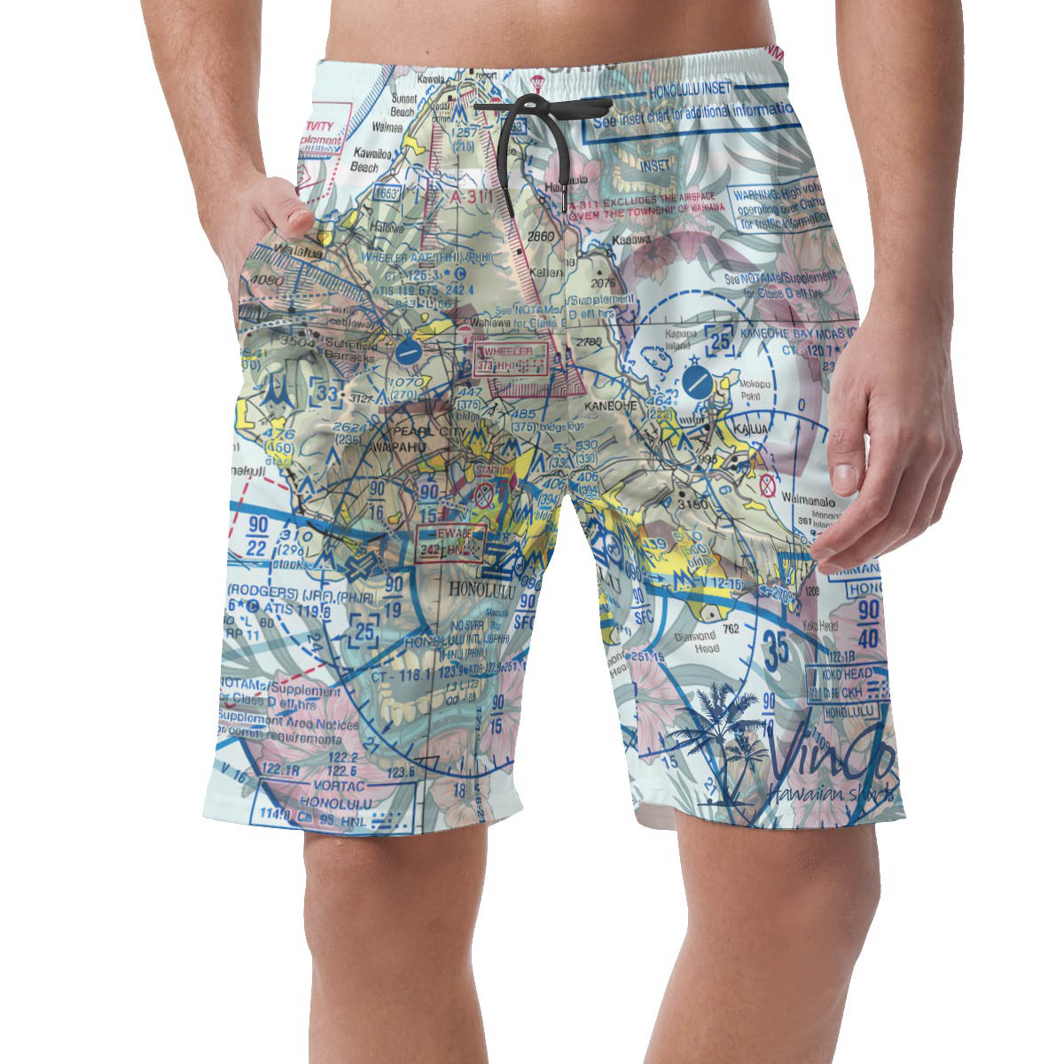 Island Map Hawaiian Beach Shorts For Men - variant image 1