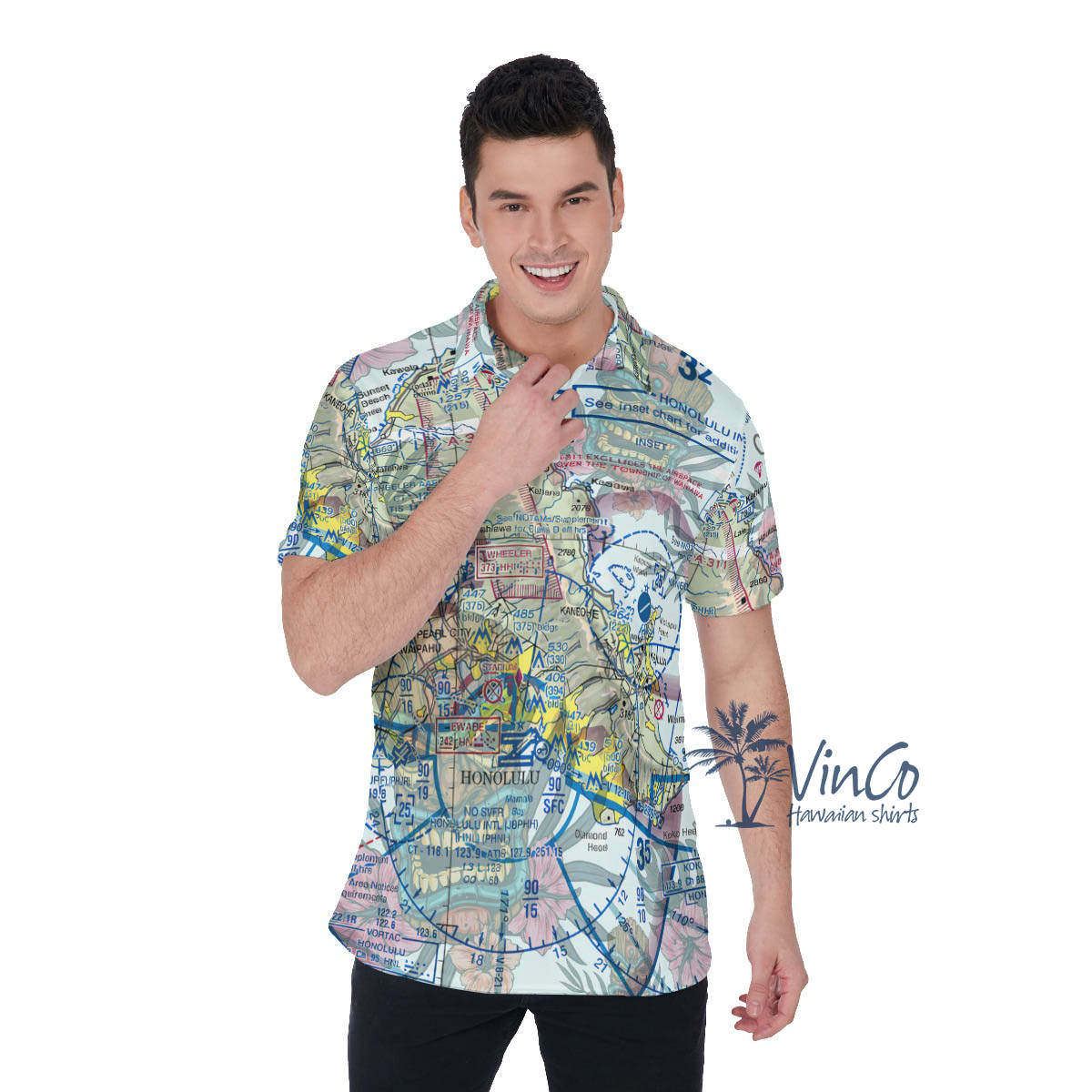 Hawaiian Map Tiki Golf Shirt - variant image 1