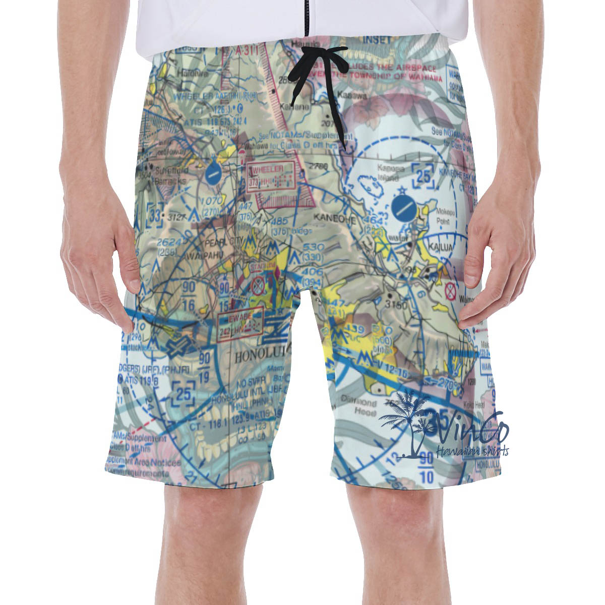 Island Map Tiki Hawaiian Swim Trunks For Men - variant image 1