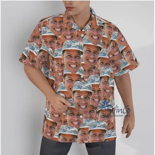 Custom Face Photo Military Hawaiian Shirt For Men
