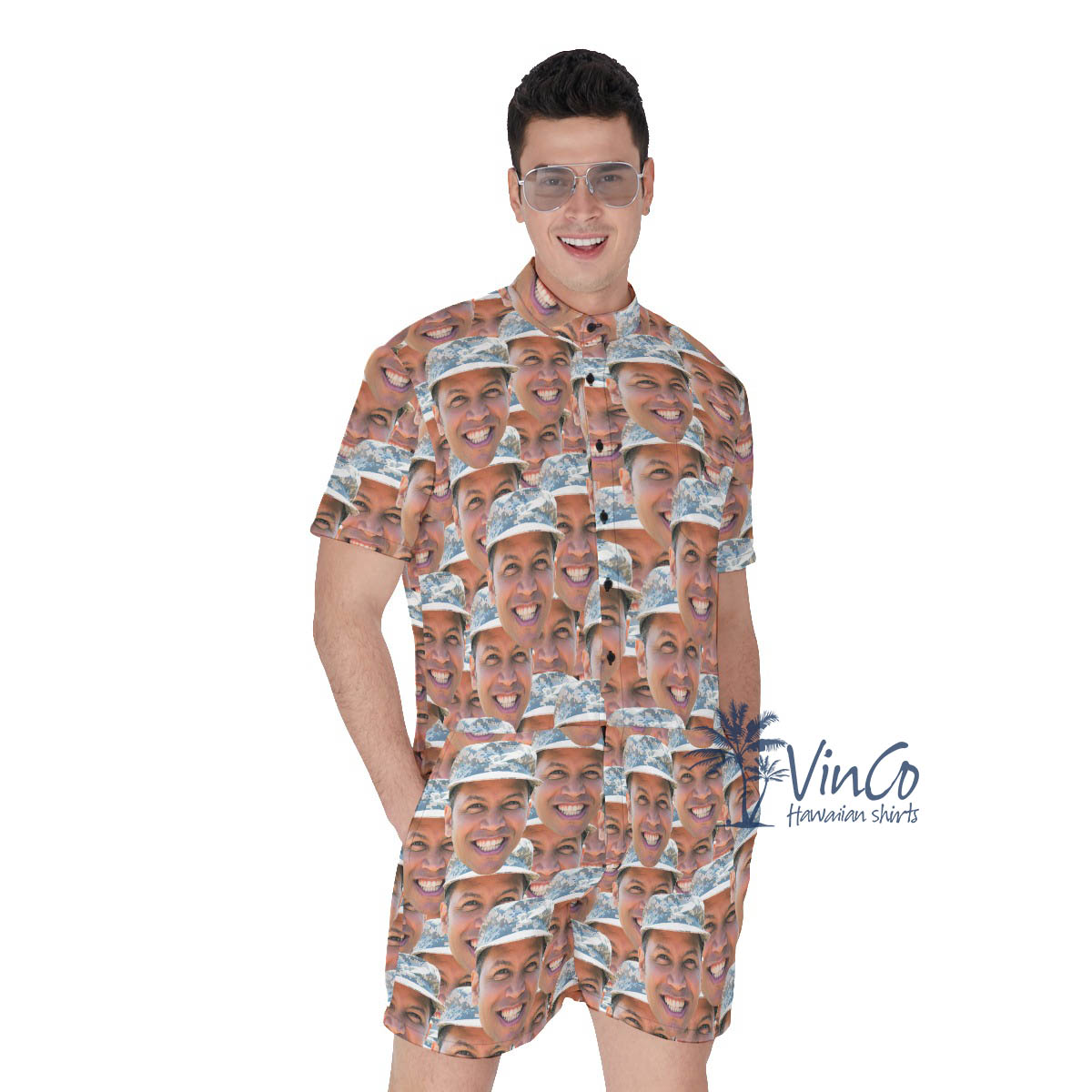 Funny Custom Face Soldier Military Men's Romper With Multiple Faces - variant image 1