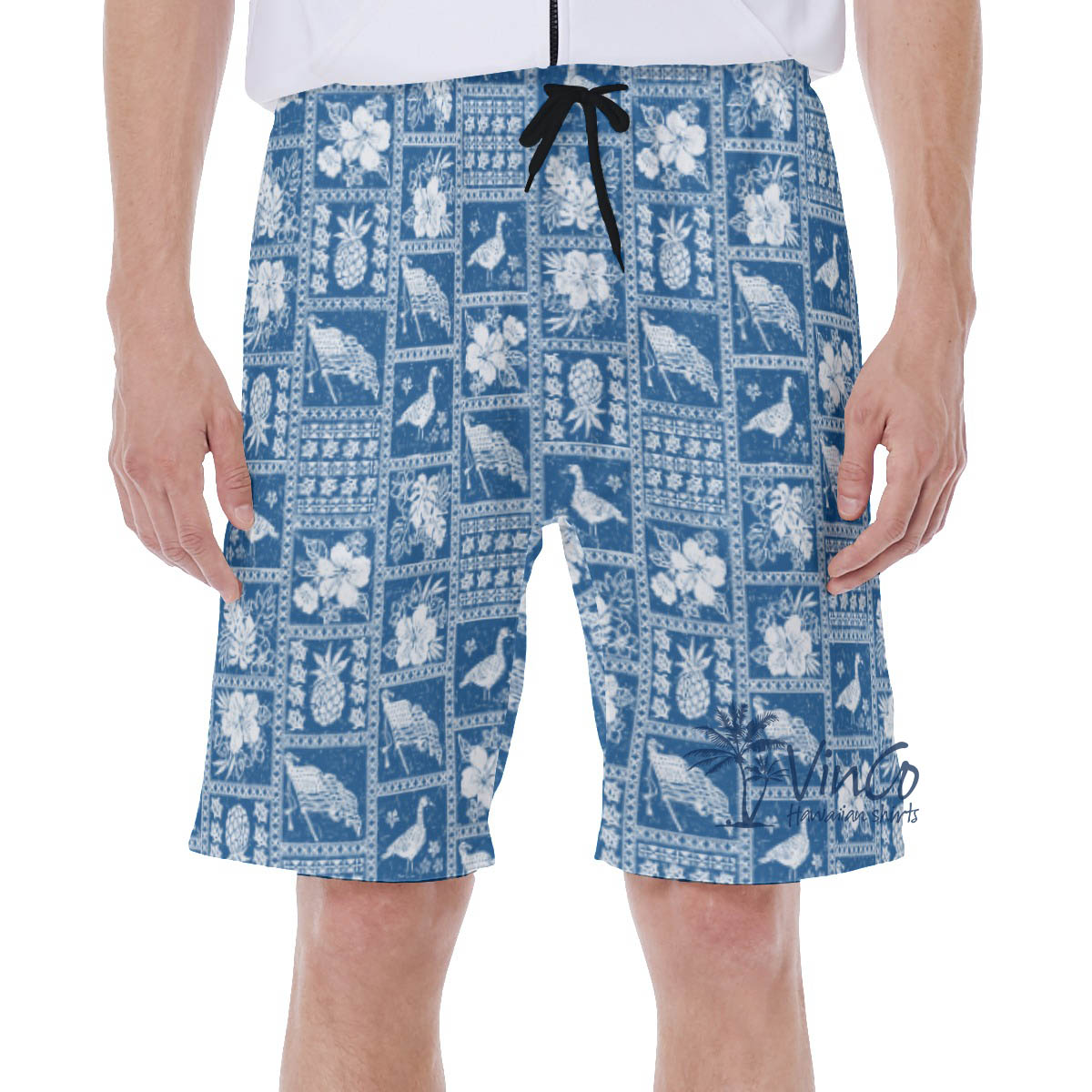 Vintage American Flag Nene Hawaiian Swim Trunks For Men - variant image 1