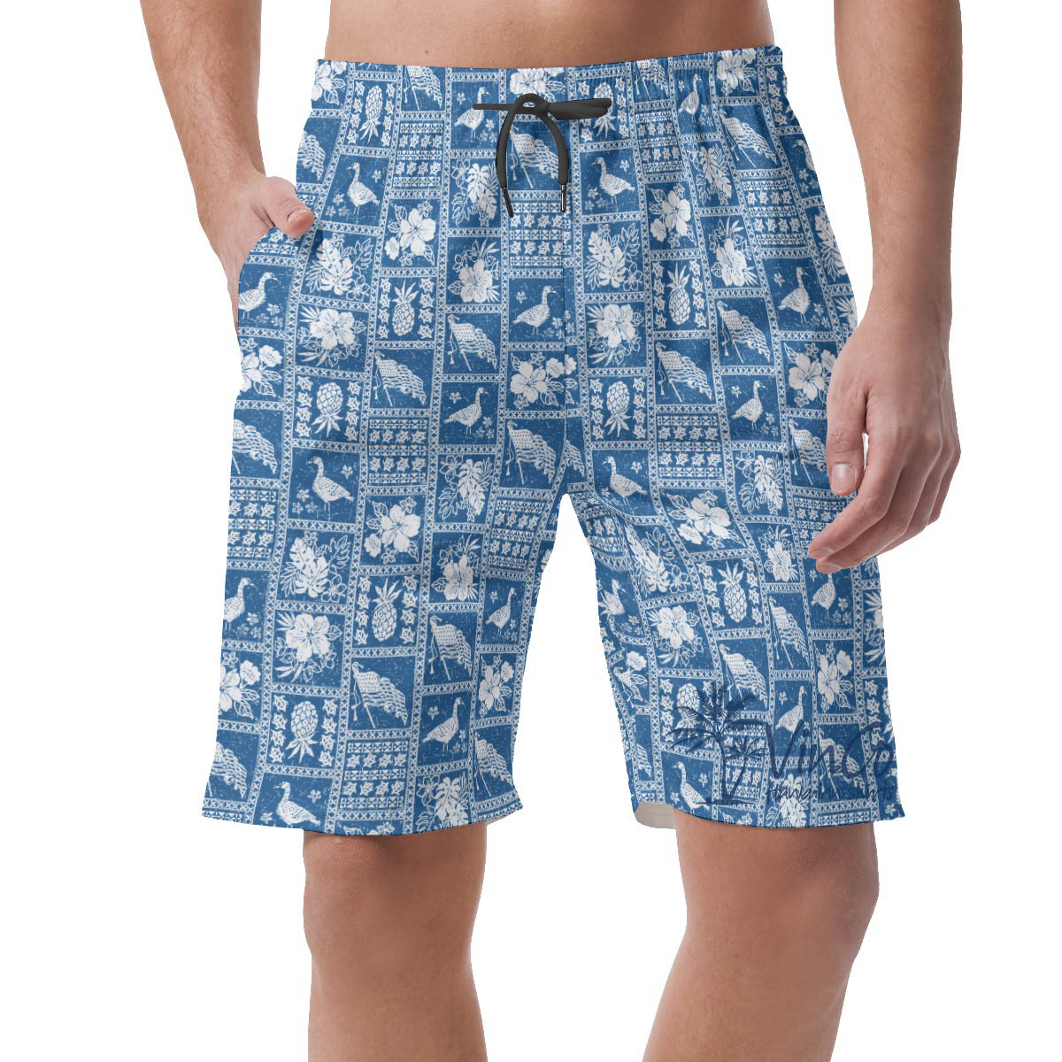 American Flag Nene Blue Hawaiian Beach Shorts For Men - variant image 1