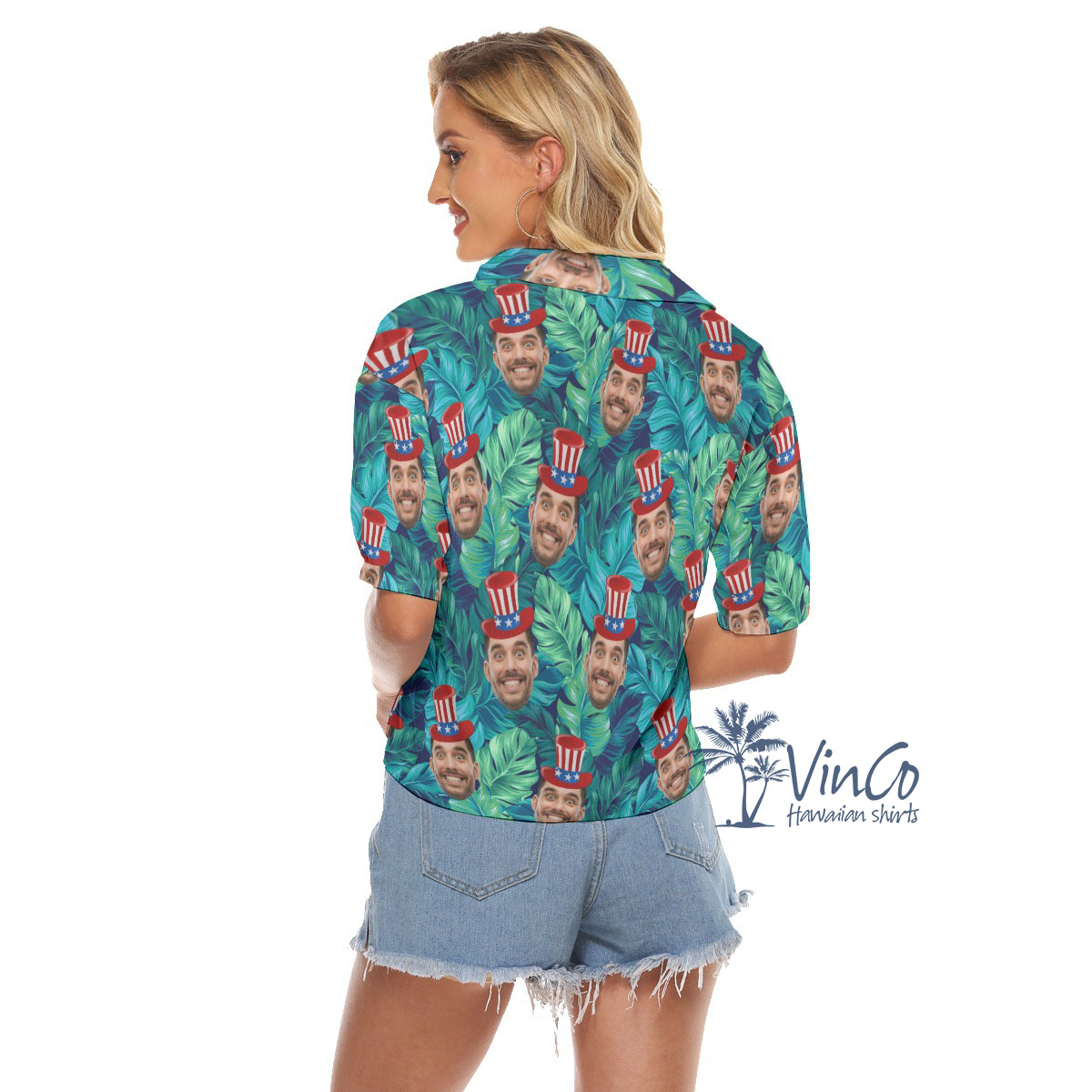 Cool 4th Of July Custom Face Tropical Crop Top For Women