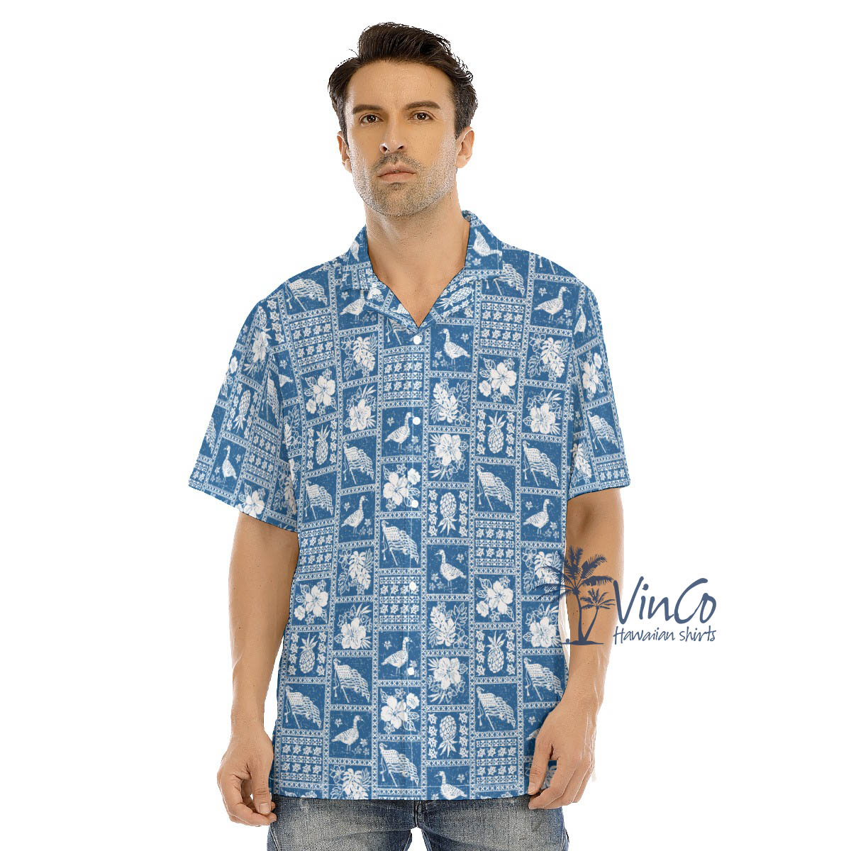 American Flag Nene Vintage Blue Hawaiian Shirt - variant image 1