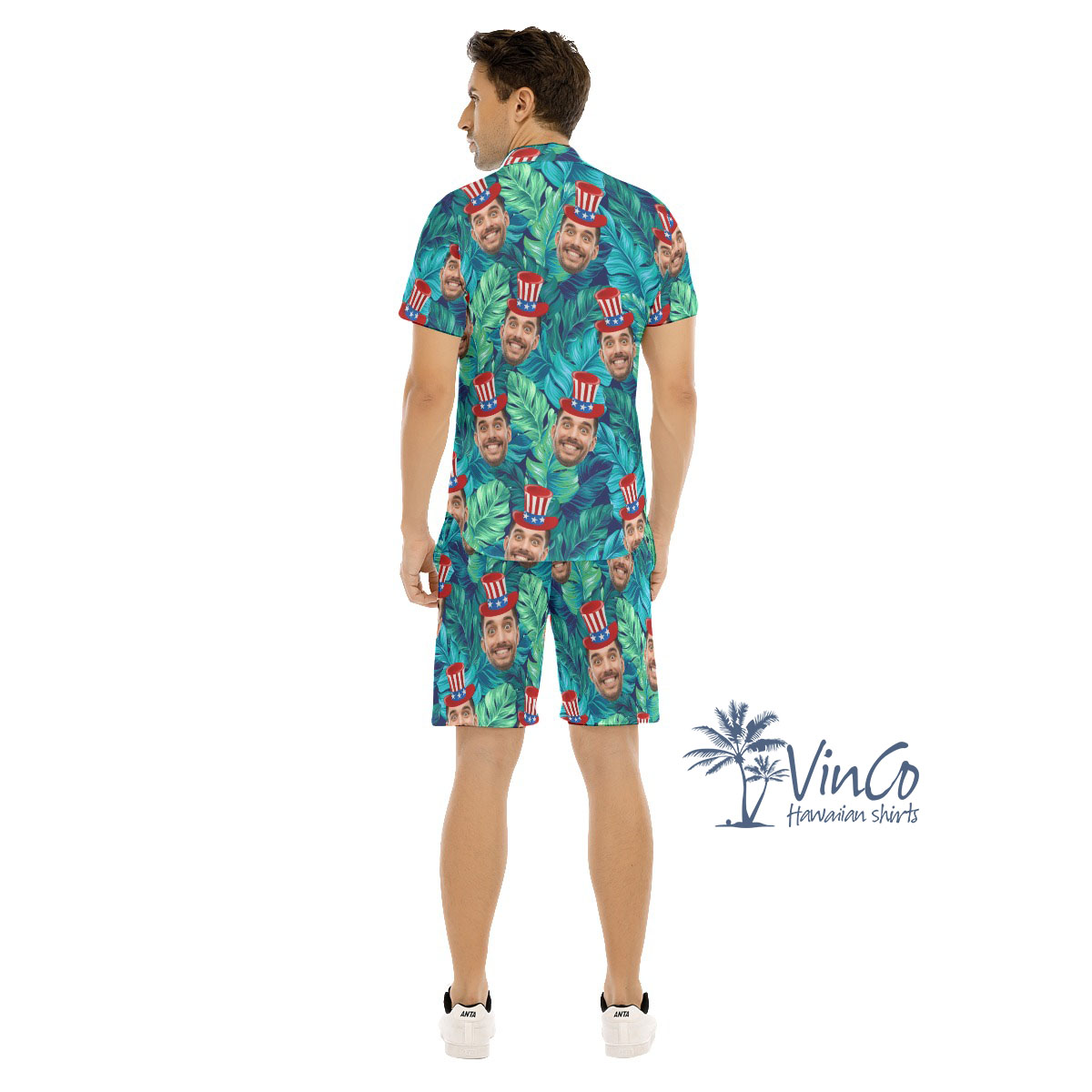 Cool Custom Face Tropical Hawaiian Shirt And Shorts For 4th Of July