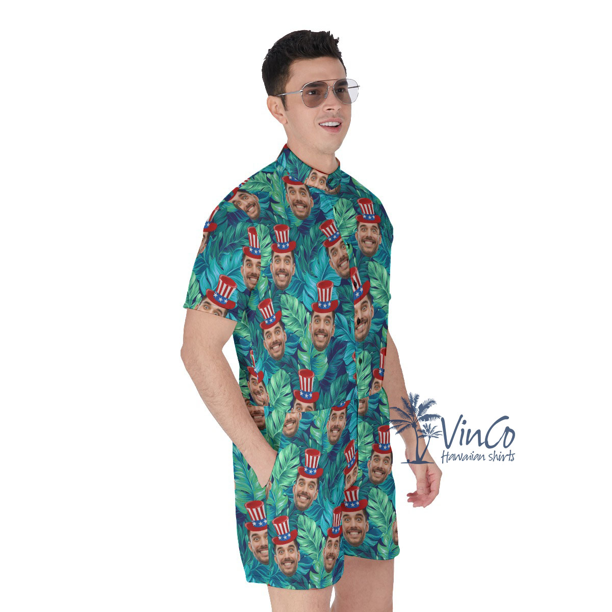 Funny Custom Patriotic Men's Romper With Face
