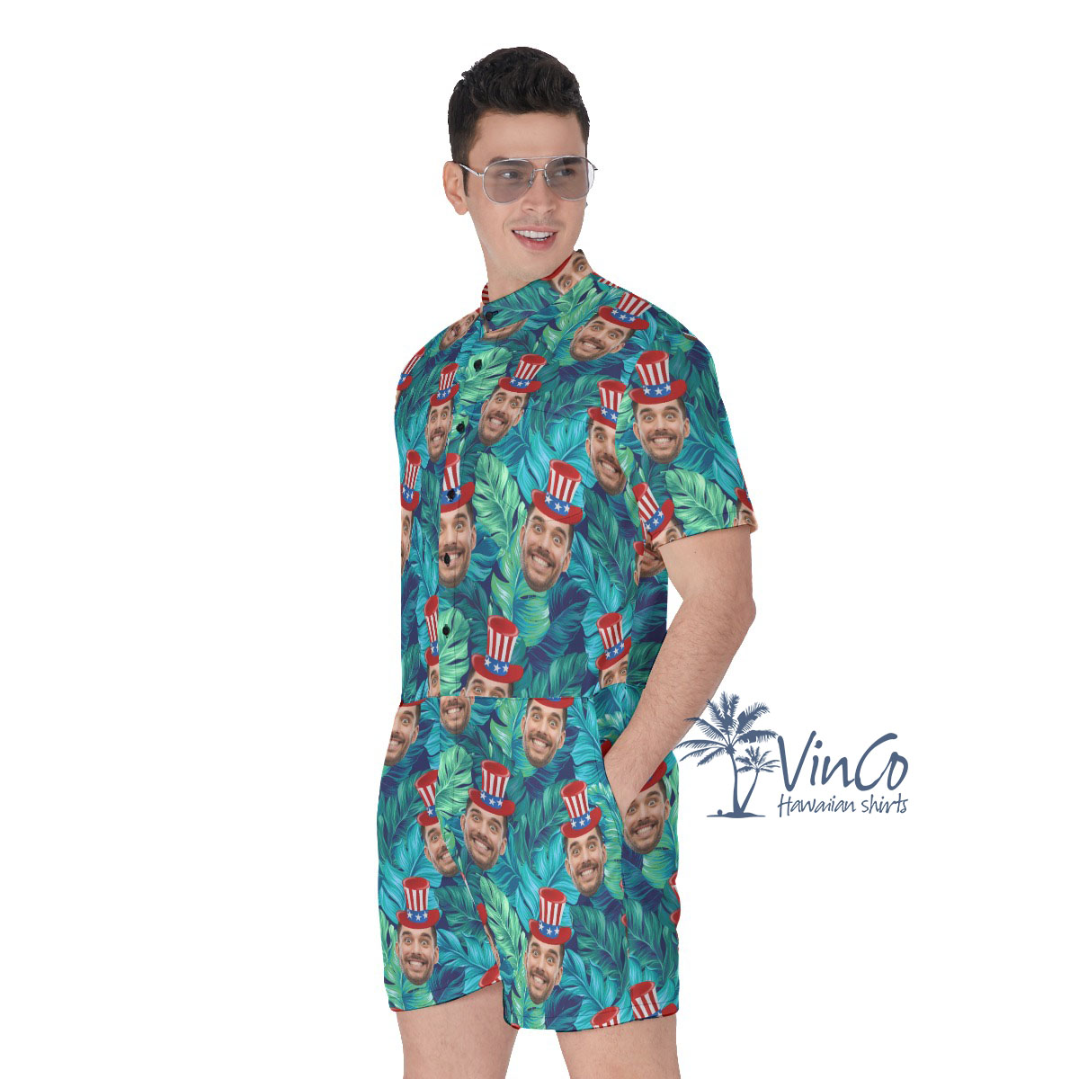 Funny Custom Patriotic Men's Romper With Face