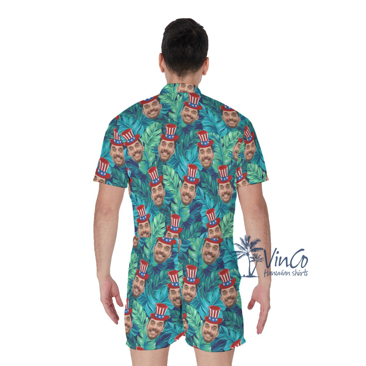 Funny Custom Patriotic Men's Romper With Face