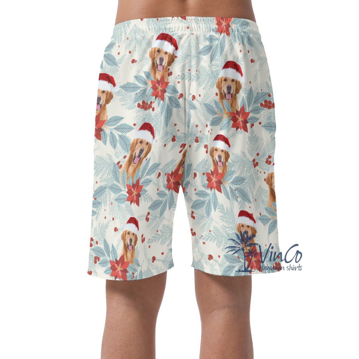 Personalized Christmas Hawaiian Shorts With Dog Face For Men