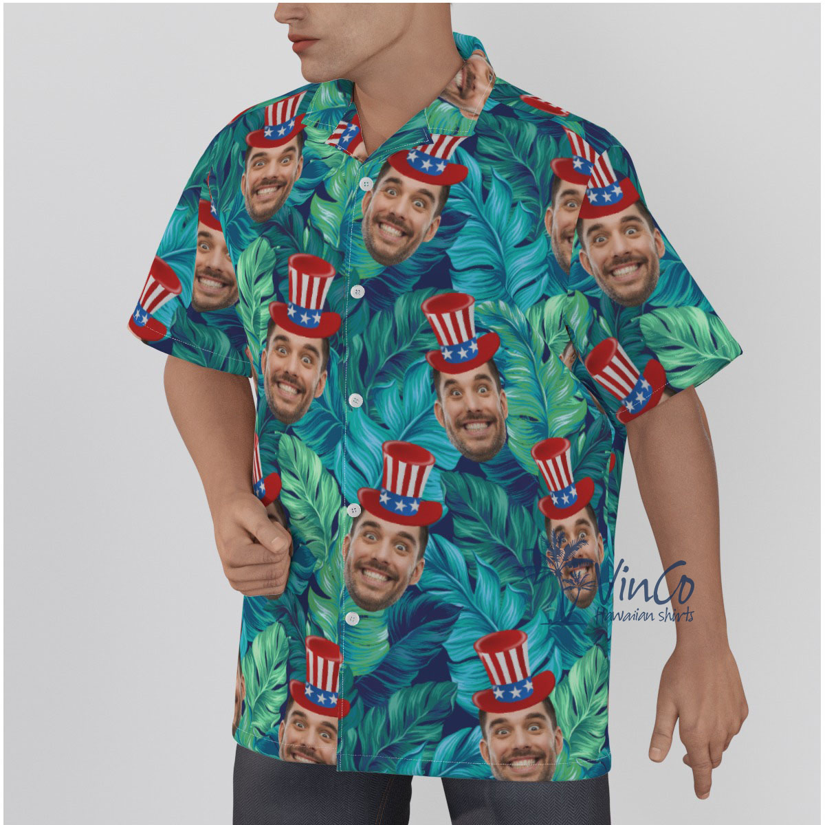 Custom Face With Hats Hawaiian Shirt For Men